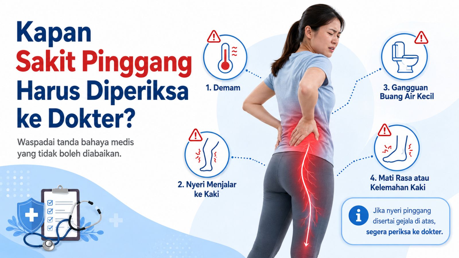 Ilustrasi sakit pinggang dengan tanda bahaya medis yang perlu diperiksa ke dokter