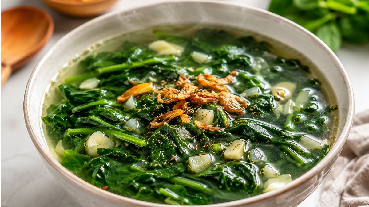 Menu sederhana dengan bayam sebagai bagian dari pola makan seimbang